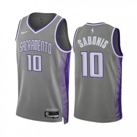 Muške NBA Dres Sacramento Kings Domantas Sabonis 10 Nike 2022-23 City Edition Sivo Swingman